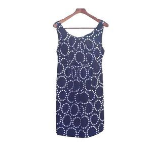 Motherhood Maternity Dress Cotton Stretch Sleeveless Mod Black Polka Dot Sz L